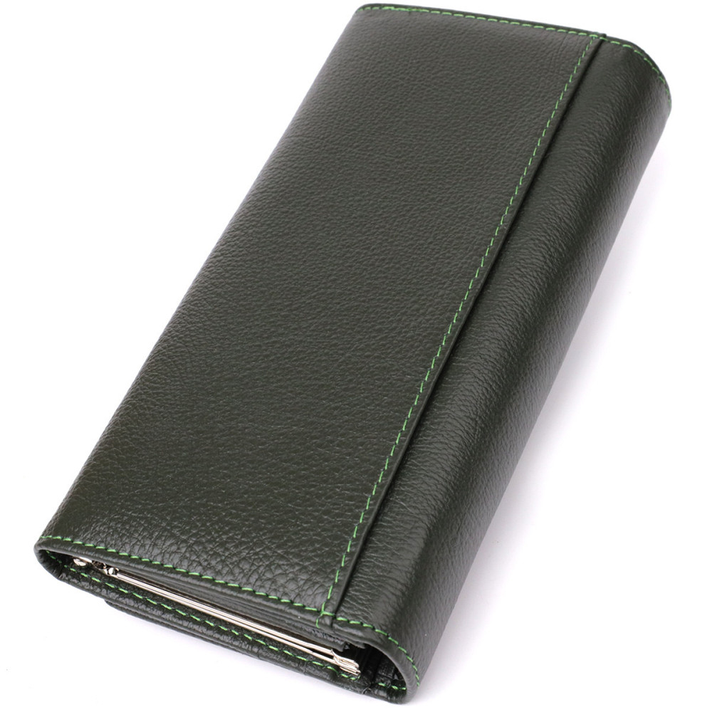 Стильный кошелек у два сложения из натуральной кожи Зеленый (ST Leather) Киев - изображение 12