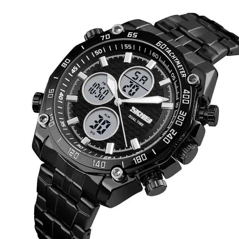 Чоловічий наручний класичний годинник Skmei 1302 (Чорний з білим) Київ - фото 2