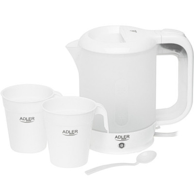 Електрочайник Adler AD 1381 дорожній 900Вт/ 0.5л/ 2 чашки/ ложка/ білий Вінниця - фото 1