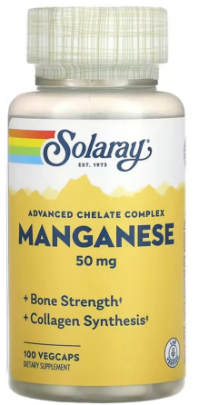 Марганец хелатный комплекс 50 мг Solaray Manganese 100 капс Киев