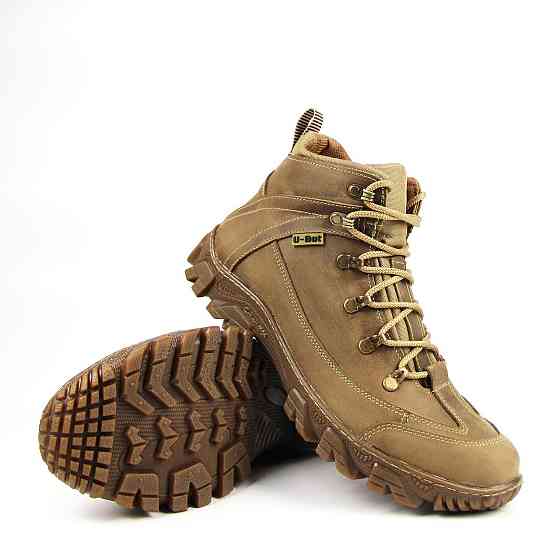 Тактичні чоловічі черевики демісезонні, коричневі, шкіряні, з посиленим носком, підходять для туризму, служби Львів