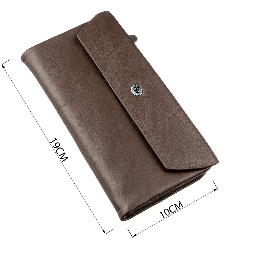 Жіночий шкіряний гаманець-клатч коричневий (ST Leather) Київ - фото 18
