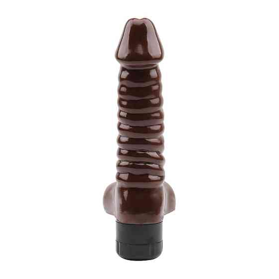 Вибратор рельефный с яичками Chisa RUBICON, коричневый Sex Aura Киев