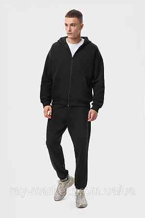 Костюм мужской худи на молнии и брюки черный RAY PREMIUM LOOSE U0809  (U0809M-Black) Киев