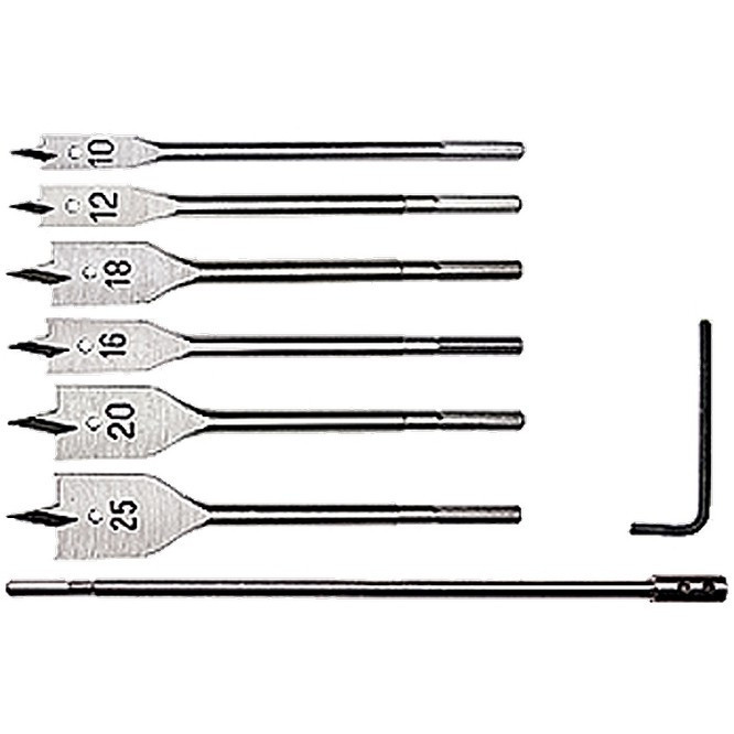 Набор сверл перовых по дереву, 10-12-16-18-20-25 мм, 6 шт, удлинитель 300 мм Matrix Полтава - изображение 1