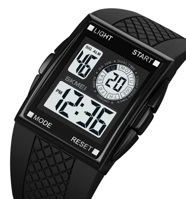 Мужские наручные кварцевые часы Skmei 1967 (Черный с белым циферблатом) Винница - изображение 3