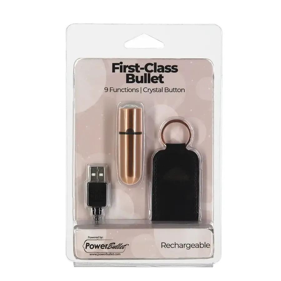 Віброкуля PowerBullet First-Class Bullet 2.5″ з Key Chain Pouch, Rose Gold, 9 режимів вібрації Львів - фото 8