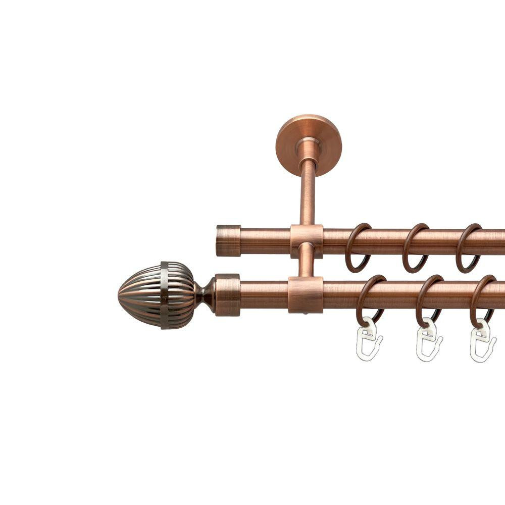 Карниз Orvit Одеон металевий дворядний закритий гладка труба кільце металеве Мідь 16\16 мм 120 см (00-00019922) Львів - фото 1