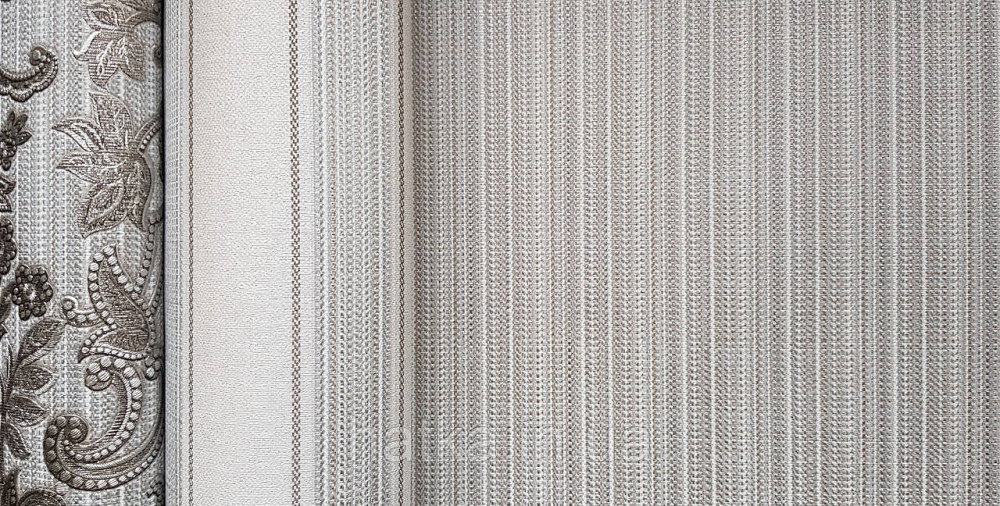 Шпалери вінілові на флізеліні AdaWall Seyyah 1.06х10 смуги структурні сірі коричневі сріблясті Київ - фото 3