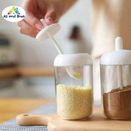 Банку з ложкою для спецій, солі, цукру (біла) Вінниця