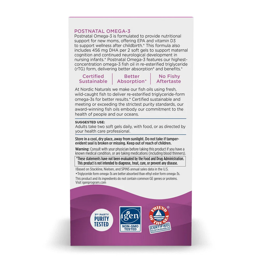 Омега 3 рыбий жир для кормящих мам Nordic Naturals Postnatal Omega-3 60 гел капс лимон Киев - изображение 4