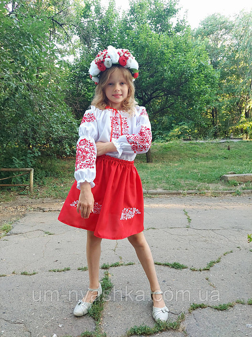 Костюм вишиванка червоний для дівчинки Кривий Ріг - фото 3