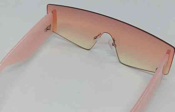 Брендовые модные женские очки маска розовые бежевые с градиентом. Киев