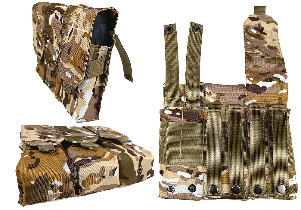 Підсумок під 6 магазінів АК/РПК потрійний мультикам степовий Multicam Arid (MOLLE, підсумок на розгрузку, жилет, РПС) Коломия - фото 1