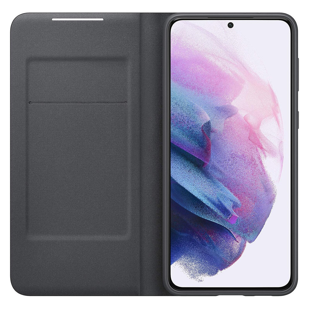 Чохол накладка книжка для Samsung Galaxy S21 LED Wallet Cover зі світлодіодним індикатором слот для карт антимікробний чорний Київ - фото 4
