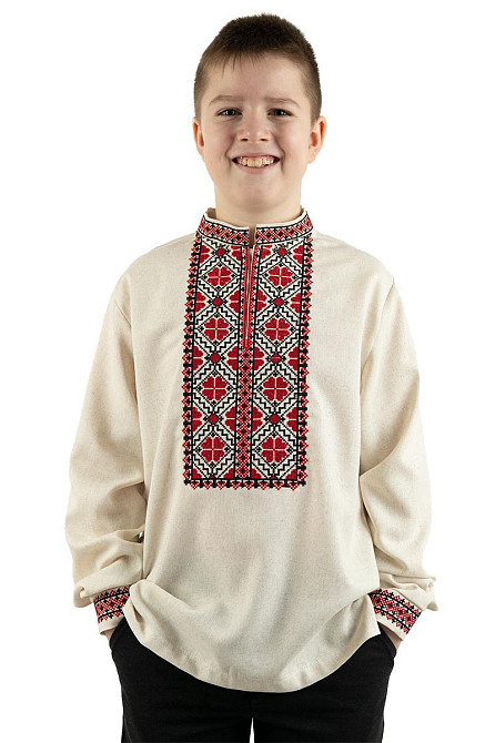 Вышиванка для мальчиков, натуральная, льняная  топ 146 Киев - изображение 1