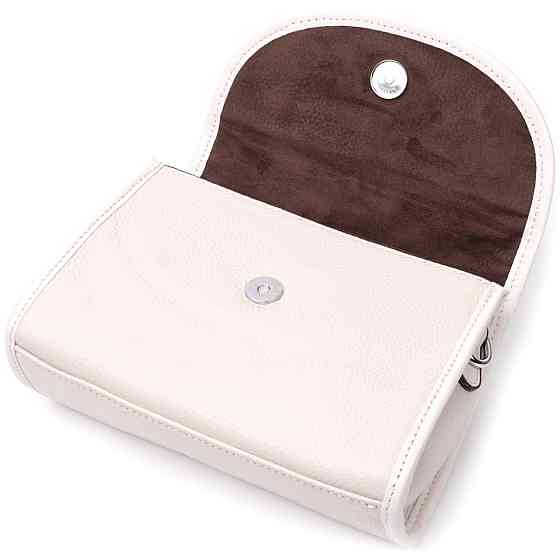 Жіноча шкіряна сумка із напівкруглим клапаном Vintage 22258 Біла Київ