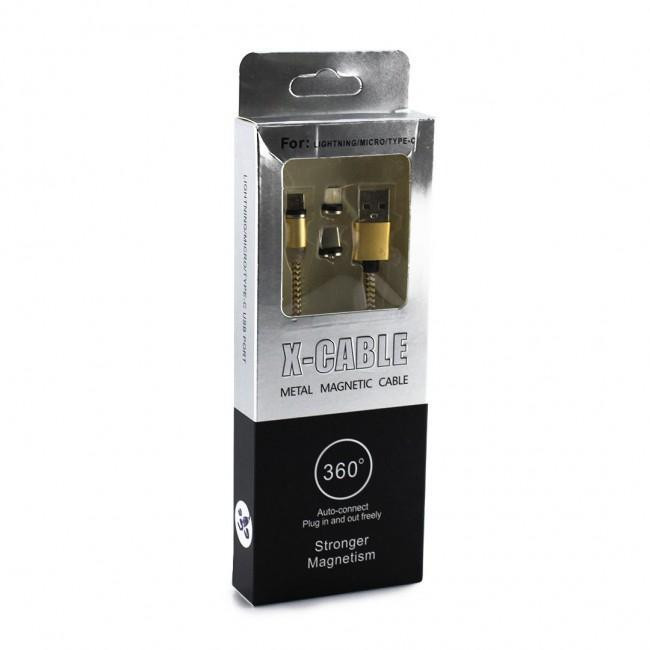 Магнітний кабель для зарядки телефону та планшету 3в1 з круглими роз'ємами (Micro, Lightning, Type-C) M3 Одеса - фото 3