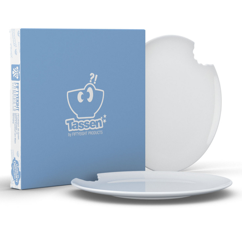 Набор надкусанных десертных тарелок Tassen 2 штуки (20 см) фарфор Белый Киев - изображение 2