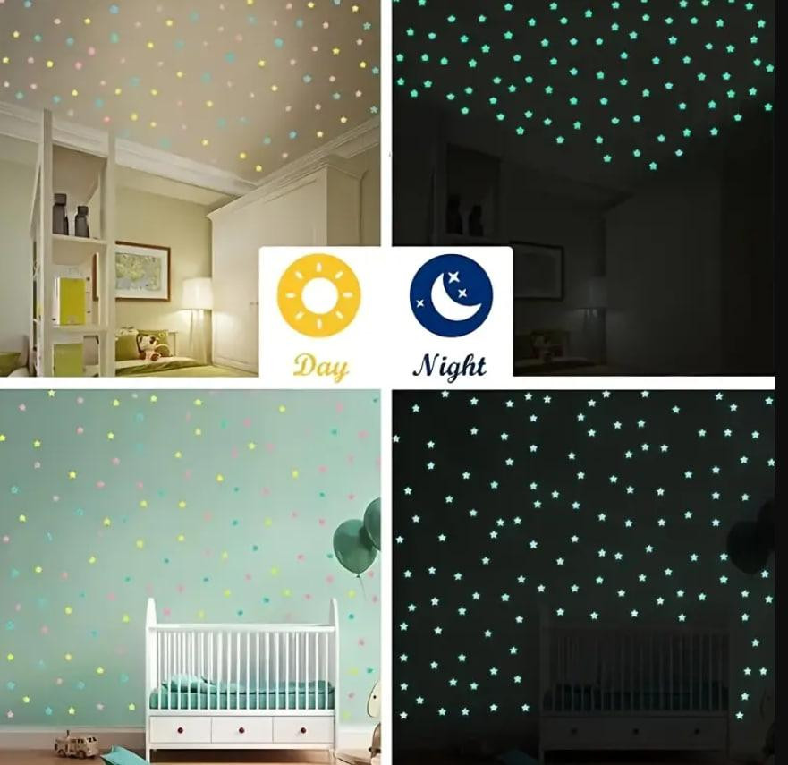 Набір флуоресцентних зірок у пастельних кольорах (100 шт.) Самоклеючі багаторазові стікери для декор Київ - фото 4