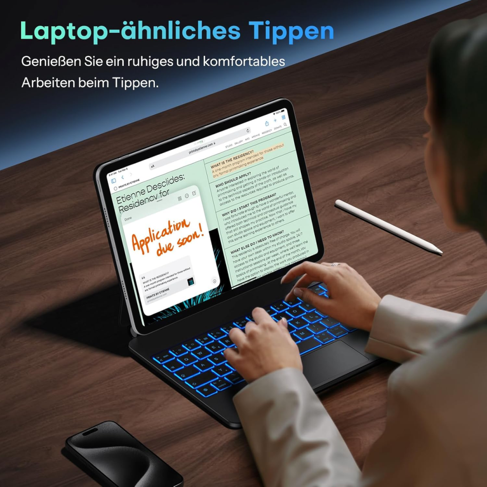 Чехол-клавиатура OMOTON Magic Keyboard для iPad Pro 11 M4 (2024) беспроводная с подсветкой и трекпадом Black Киев - изображение 7