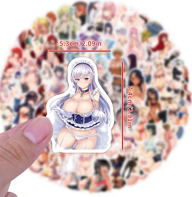 Наклейки Стикеры Waifu Аниме. Водонепроницаемые эстетические Аниме наклейки 18+ ( Аниме Хентай) Набор 50 штук. Киев - изображение 5