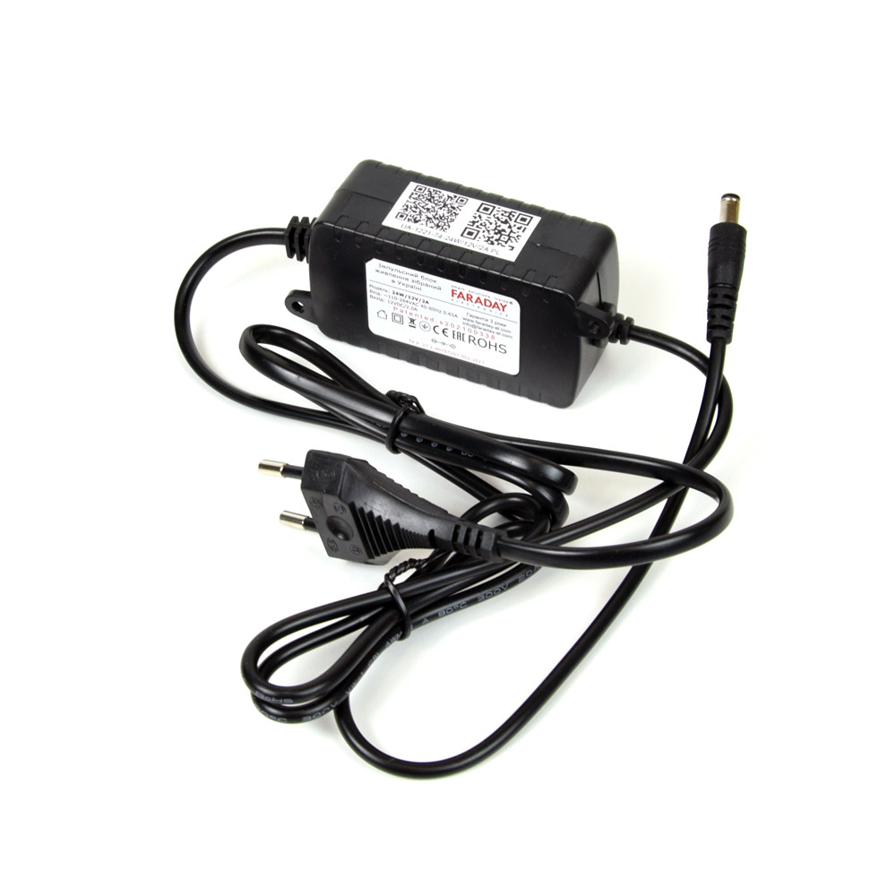 Блок живлення Faraday Electronics 24W/12V/2A (Довжина мережевого кабелю: 0.4 м, Довжина вихідного кабелю: 0.55 м) Київ - фото 1