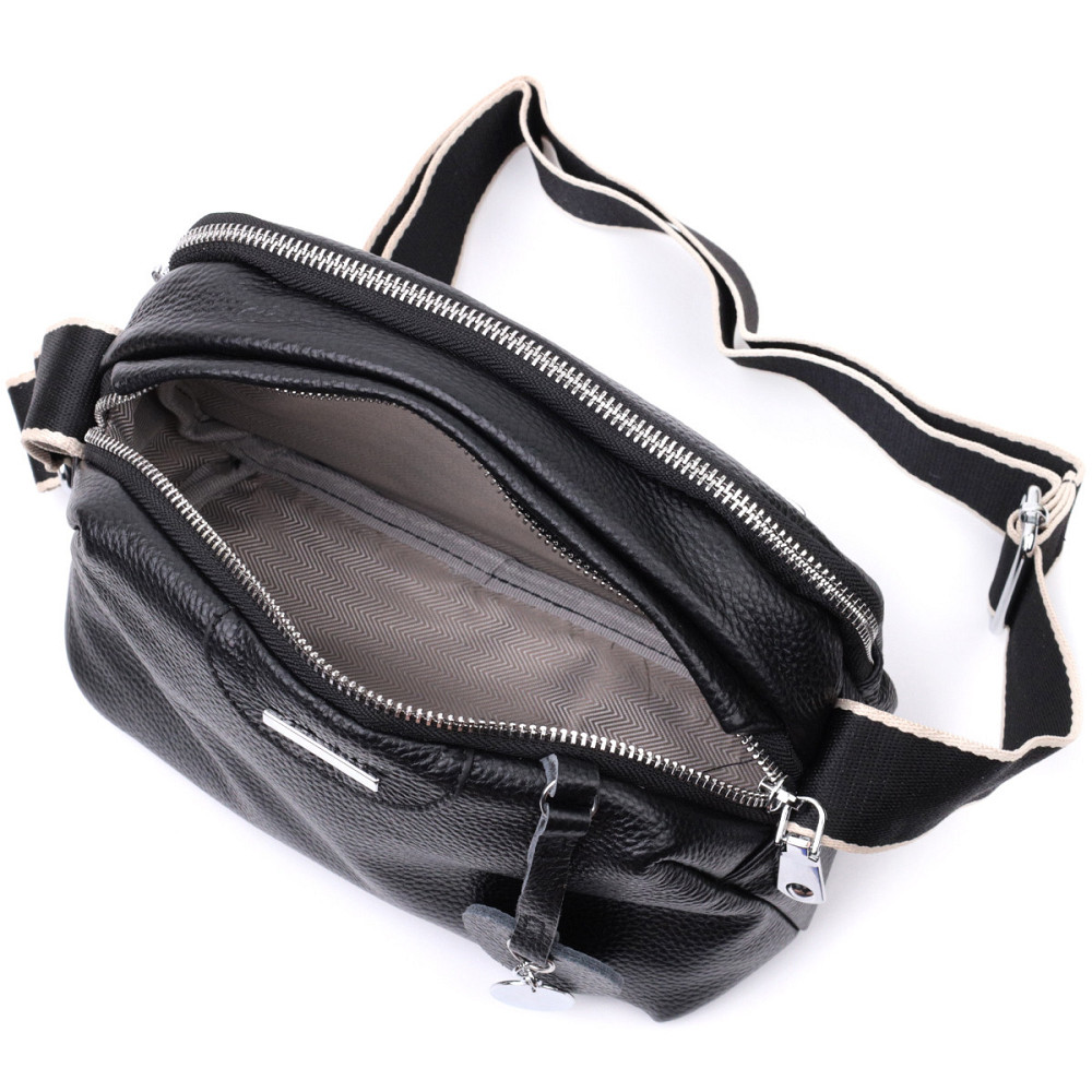 Сумка на два відділення з натуральної шкіри Vintage 22592 Чорна Київ - фото 8