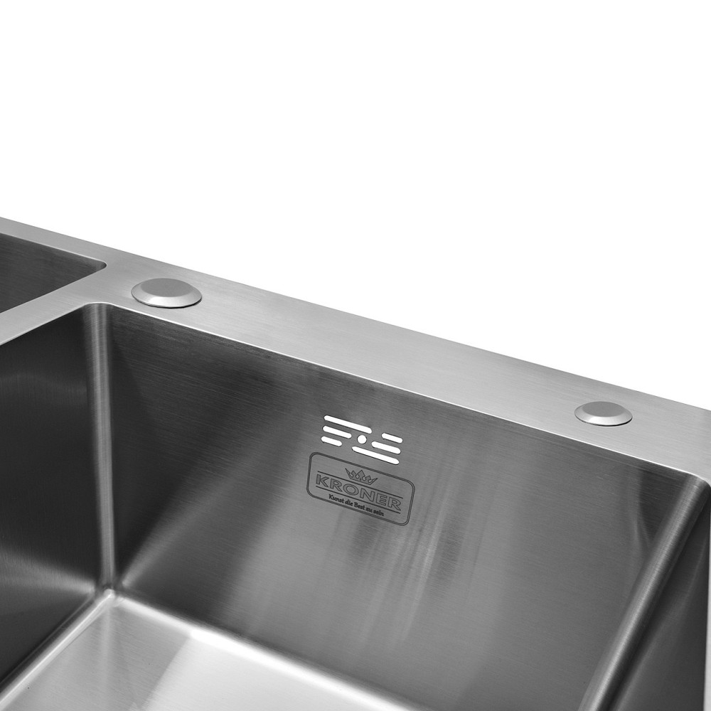 Кухонная мойка с нержавеющей стали Kroner KRP Gebürstet - 78х43ZHM на две чаши (3/1 мм) Киев - изображение 7