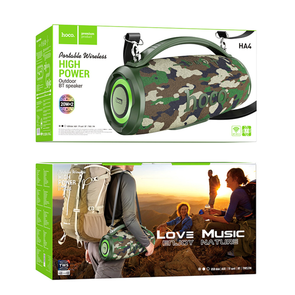 Портативна колонка HOCO HA4 Surge outdoor BT speaker Camouflage Green (6942007612272 ) Киев - изображение 4