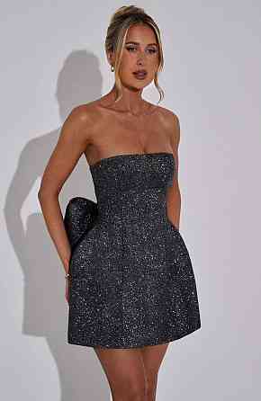 Женское стильное обаяние мини платье с бантом северное сияние Черный, 42/44 Одесса