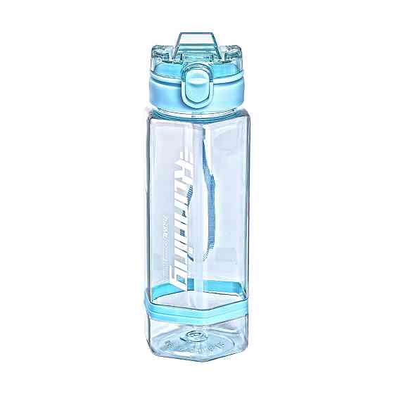 Пляшка для води 760 мл з трубочкою та наліпками блакитна HP-14-48LBL Коломия