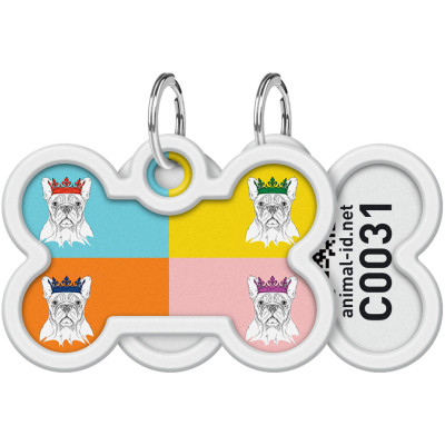 Адресник для тварин WAUDOG Smart ID з QR паспортом "Французький бульдог", кістка 40х28 мм (0640-0209) Вінниця - фото 1