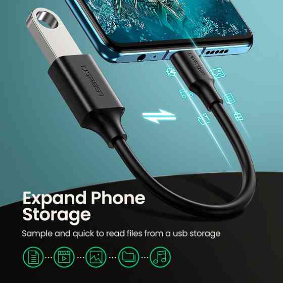 Type-C OTG кабель-адаптер Ugreen US203 30701 (Чорний, 15см) Николаев