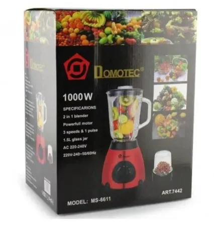 Кухонный блендер стационарный DOMOTEC MS-6611 1000Вт (красный), 3 скорости, чаша 1.5л, импульсный ре Одесса - изображение 7