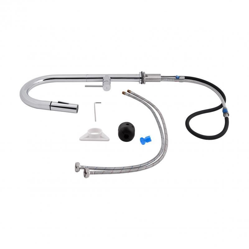 Смеситель для кухни Qtap Lenicka с выдвижным изливом, нержавейка QTLEN9138103UC Chrome Харьков - изображение 7