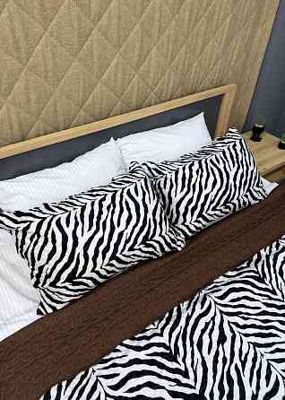 Покривало двостороннє з хутром 200x220 (+-10 см) і 2 наволочки колір чорно-білий з коричневим (85-165) Київ