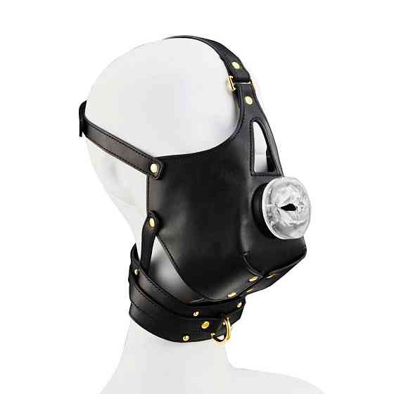 Маска-збруя для орального сексу з повідцем LOCKINK SEVANDA Blowjob Head Muzzle with Leash Sex Aura Київ