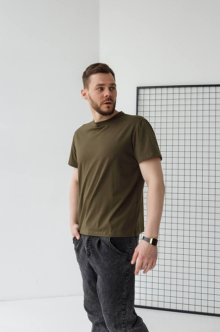 Футболка чоловіча котон Хакі S Харків - фото 1