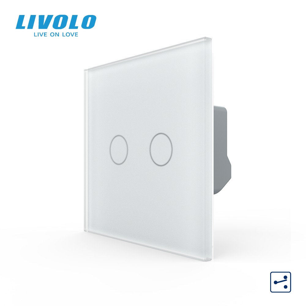 LIVOLO Сенсорний прохідний / перехресний вимикач LIVOLO, 2-сенсорний, білий матове скло, 5А 230 Коломия - фото 1