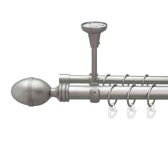Карниз Orvit Фарже металевий дворядний відкритий до стелі гладка труба кільце металеве Сатин 25\16 мм 160 см Львов