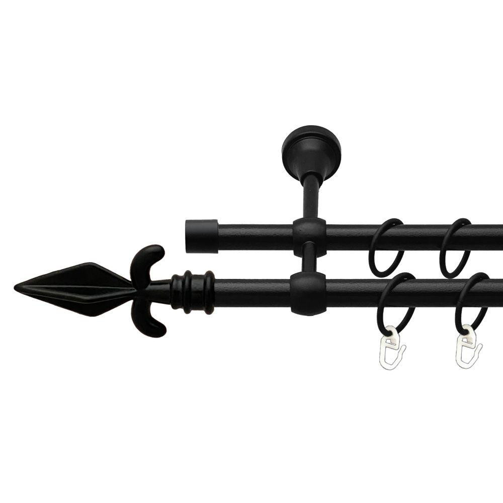 Карниз Orvit Грот металевий дворядний литий гладка труба кільце металеве Чорний Оксамит 16\16 мм 120 см (00-00013859) Львів - фото 1