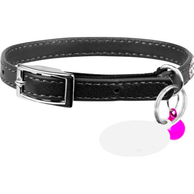 Ошейник для животных WAUDOG GLAMOUR "Цветочек" с резинкой и стразами для кошек (черный) (32551) Винница - изображение 1