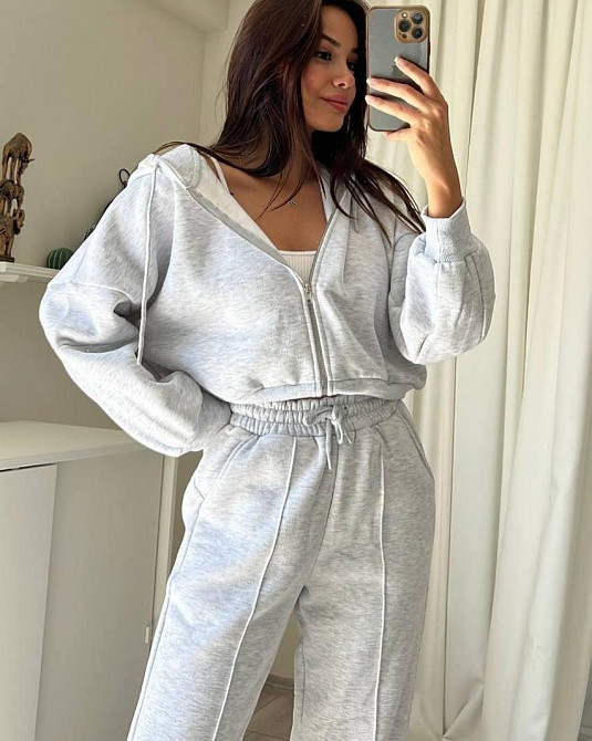 Женский стильный и комфортный тринитный костюм на флисе. Меланж, 42/44 Одесса - изображение 1