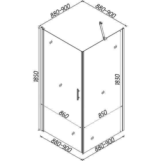 Душова квадратна кабіна без піддона LYNA N90TC (N90T) BRAVO (1уп.) Київ