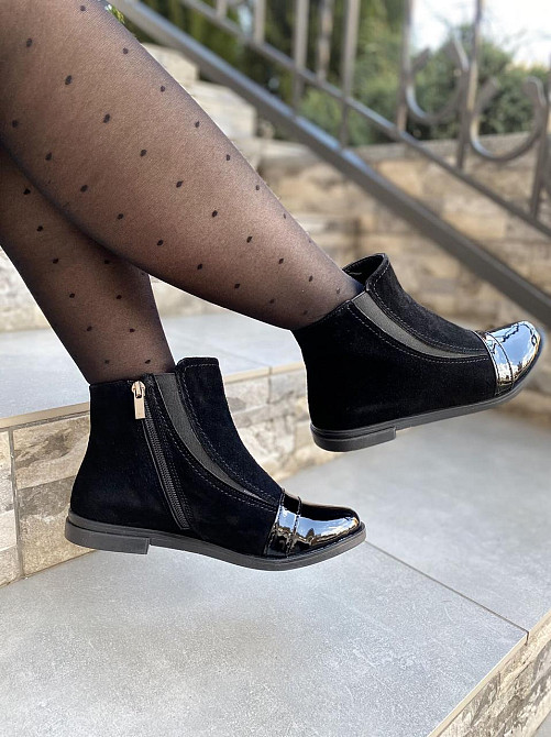 Maxi Черевики жіночі Maxi 217/1 чорні (весна-осінь, замша+лак) (1104) 40 Коломыя - изображение 1