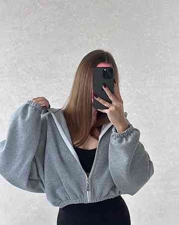 Жіноча стильна та тепла зіп-худі оверсайз тринитка на флісі Меланж Одеса