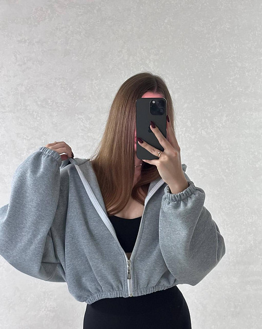 Жіноча стильна та тепла зіп-худі оверсайз тринитка на флісі Меланж Одеса - фото 2