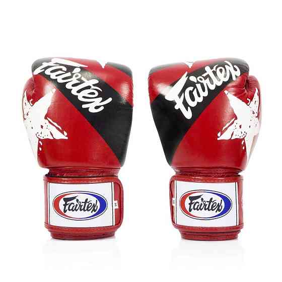 Боксерські рукавиці Fairtex BGV1 Nation Print Red 14 унцій (бинти в комплекті) Кам'янське