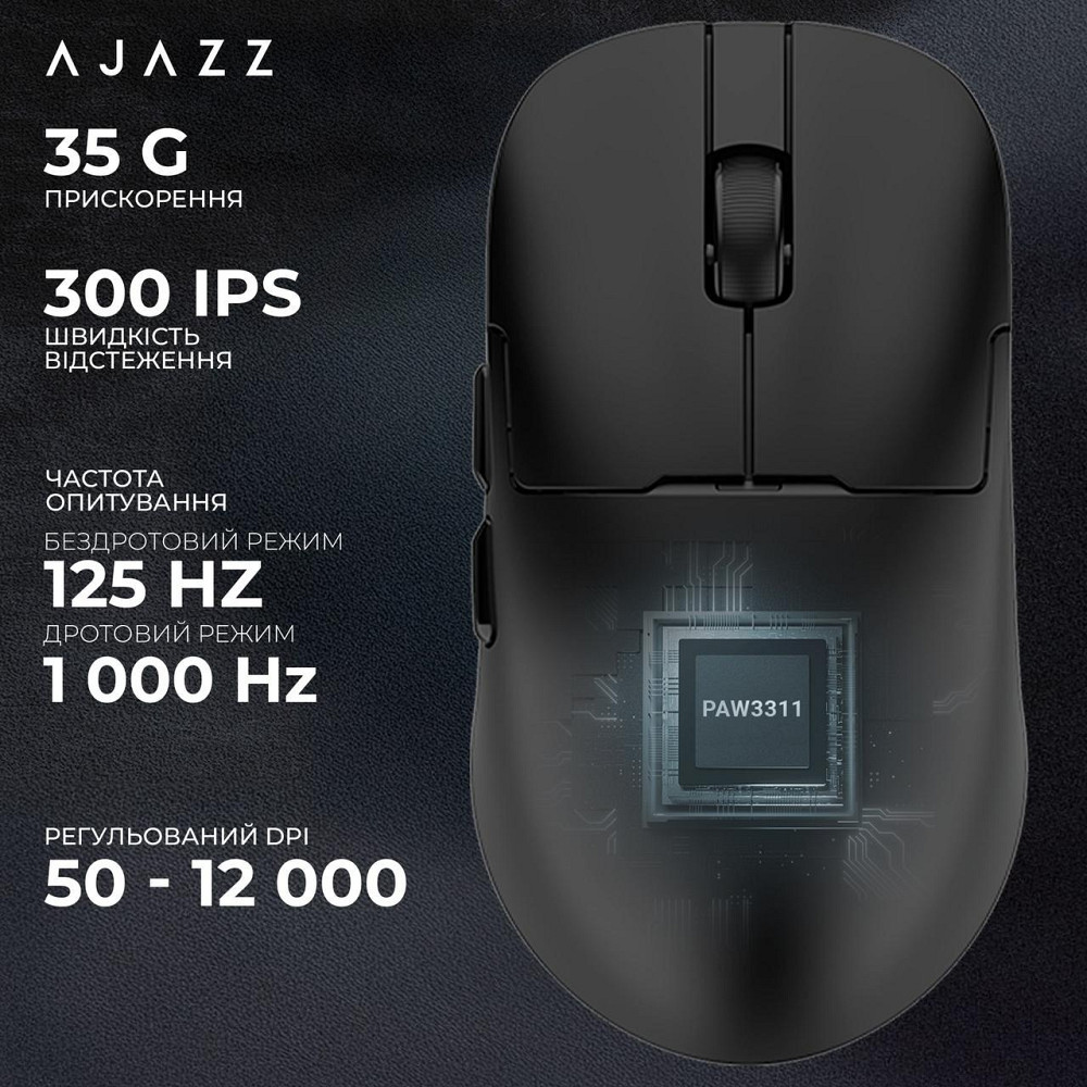 Миша бездротова Ajazz AJ159P MC Black (AJ159P-MC-B) ( Чорний ) Харків - фото 10